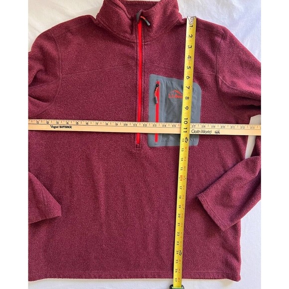 L.L. Bean Trail Fleece Jacket Men's L Red Marled Half Zip Pullover Pocket Hiking - Picture 4 of 9